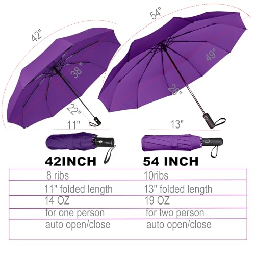 SIEPASA Windproof Travel Compact Umbrella-Automatic Umbrellas for Rain-Compact Folding Umbrella, Travel Umbrella Compact, Small Portable Windproof Umbrellas for Men Women Teenage. (Purple) - Image 4