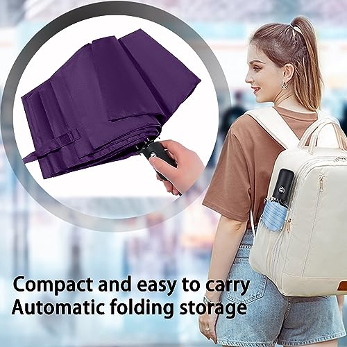 SIEPASA Windproof Travel Compact Umbrella-Automatic Umbrellas for Rain-Compact Folding Umbrella, Travel Umbrella Compact, Small Portable Windproof Umbrellas for Men Women Teenage. (Purple) - Image 5