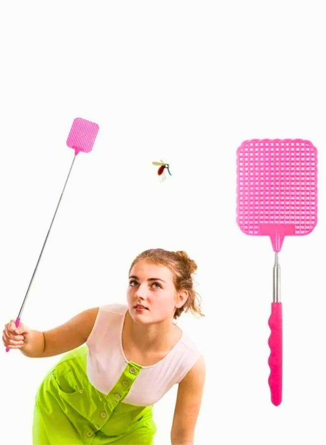 مضرب ذباب يدوي قابل للتمدد بمقبض معدني تلسكوبي - أداة مكافحة حشرات طويلة المدى	مضرب حشرات محمول يدوي للبعوض والذباب والحشرات الطائرة - Image 2