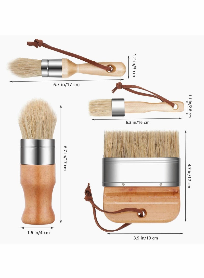 Excefore Chalk and Wax Paint Brushes, 5 Pieces Natural Bristles Wooden Handle DIY Painting and Waxing Brushes for Art Craft Wood Furniture Decor  - Image 2