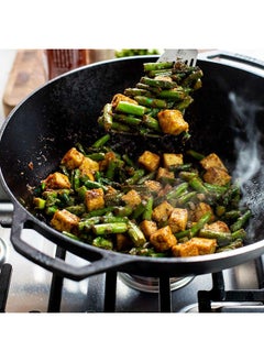 LODGE High-Grade Cast Iron Easy Cleaning Wok Black 14 Inch P14W3  - Image 3
