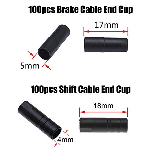 Saipor Saiper 200pcs Bike Derailleur Shift and Brake Wire Cable Housing Ferrule End Caps, 100 pcs for 4mm derailleur /100 pcs for 5mm Brake Cable - Image 4