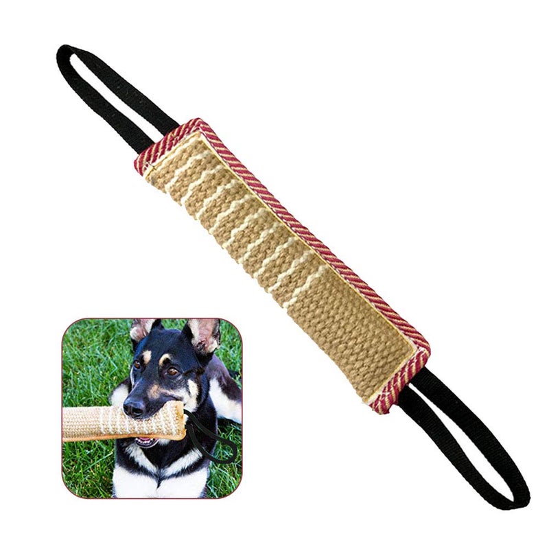 ToLanbbt Dog Tug Toy Dog Bite Jute Pillow Pull Toy with 2 Strong Handles Perfect for Tug of War Puppy Training Interactive Play Bite Training Toys for Medium to Large Dogs Pink Yellow - Image 2