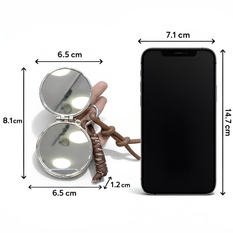 Leather - Stylish handheld mirror with ultra-clear glass surrounded by durable artificial leather frame and a snap closure guard ensuring long-lasting pristine condition. (option 3) - Image 5