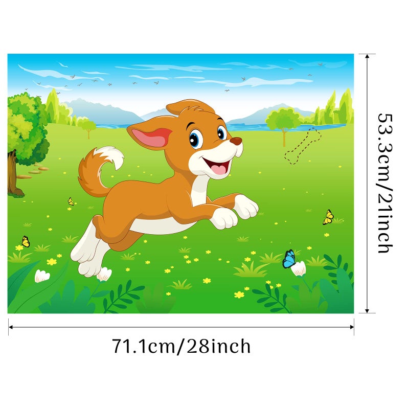 Morcheiong Pin The Tail on The Dog Birthday Party Game with 48pcs Bones, Give The Puppy A Bone Game for Kids' Dog Birthday Party Supplies - Image 2