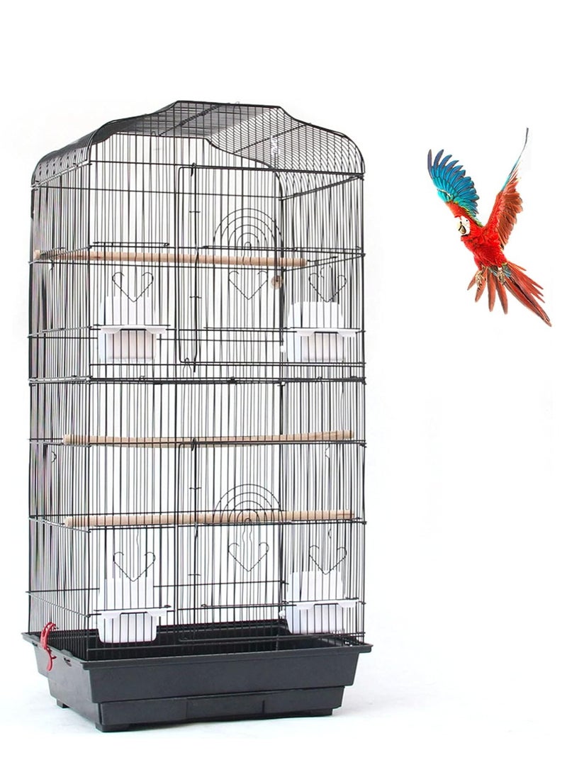 JOGAMS Large Bird Cage Parakeet Cage Birdcage Parrot Cage Metal Bird House With Wooden Stand Rod Feeding Cup Made Of Durable Steel Wire Frames  - Image 1