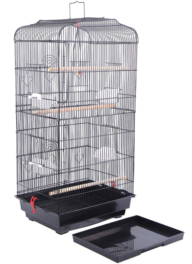 JOGAMS Large Bird Cage Parakeet Cage Birdcage Parrot Cage Metal Bird House With Wooden Stand Rod Feeding Cup Made Of Durable Steel Wire Frames  - Image 2