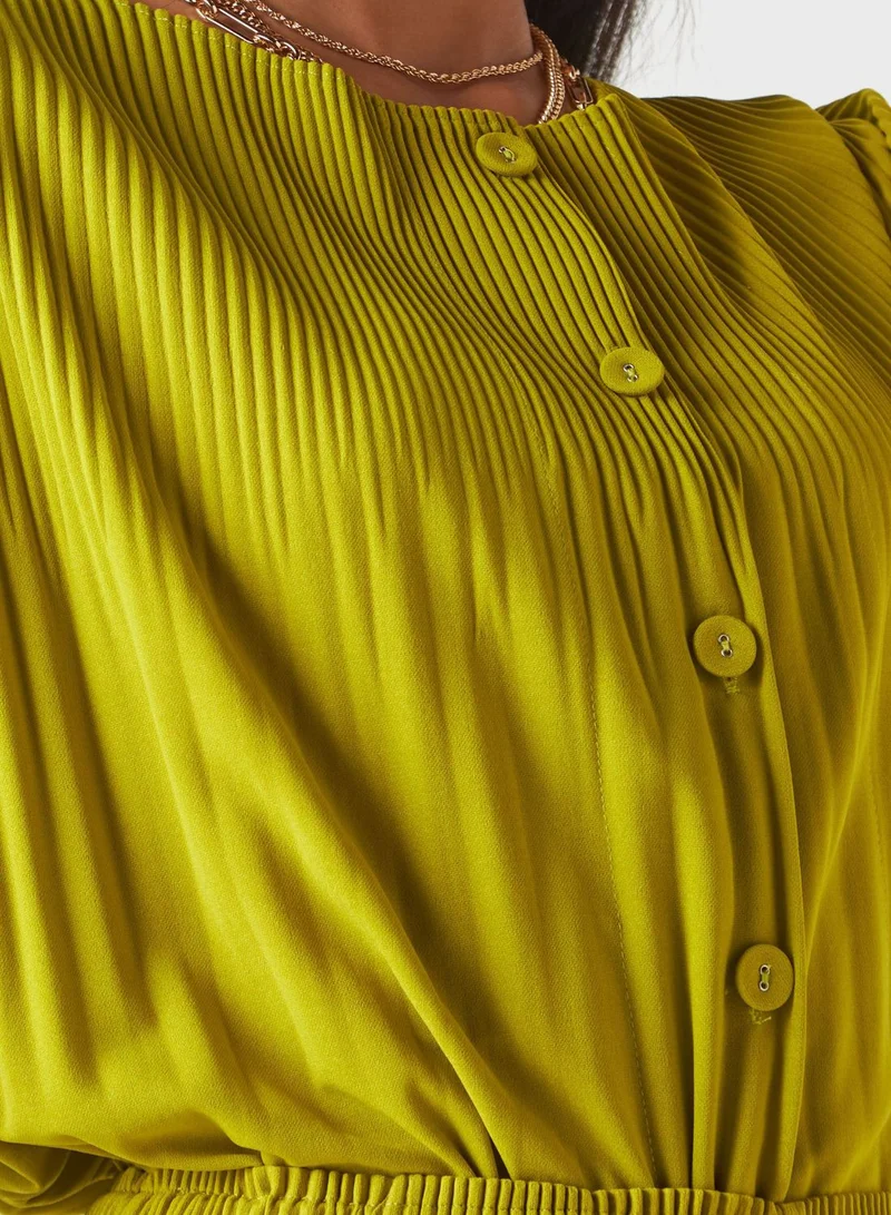2Xtremz Plisse Button Detail Top