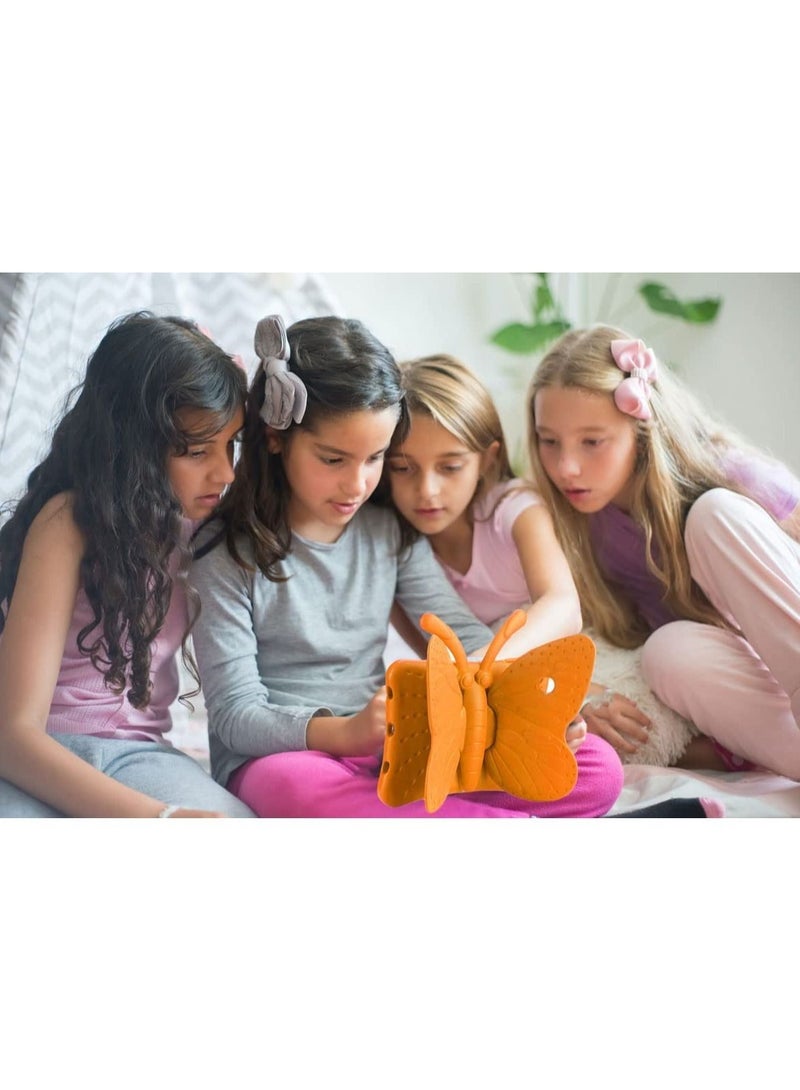 iPad 6th Generation Case for Kids, iPad 9.7 Case, Light Weight Shockproof EVA Foam Protective Tablet Stand Cover Holder for Apple iPad Air/Air 2 iPad 9.7 2017/2018 - Cute Butterfly, Orange - Image 2