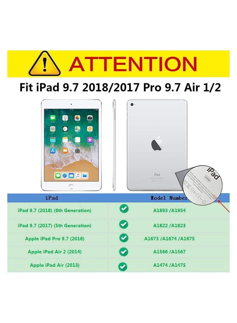 iPad 6th Generation Case for Kids, iPad 9.7 Case, Light Weight Shockproof EVA Foam Protective Tablet Stand Cover Holder for Apple iPad Air/Air 2 iPad 9.7 2017/2018 - Cute Butterfly, Orange - Image 3