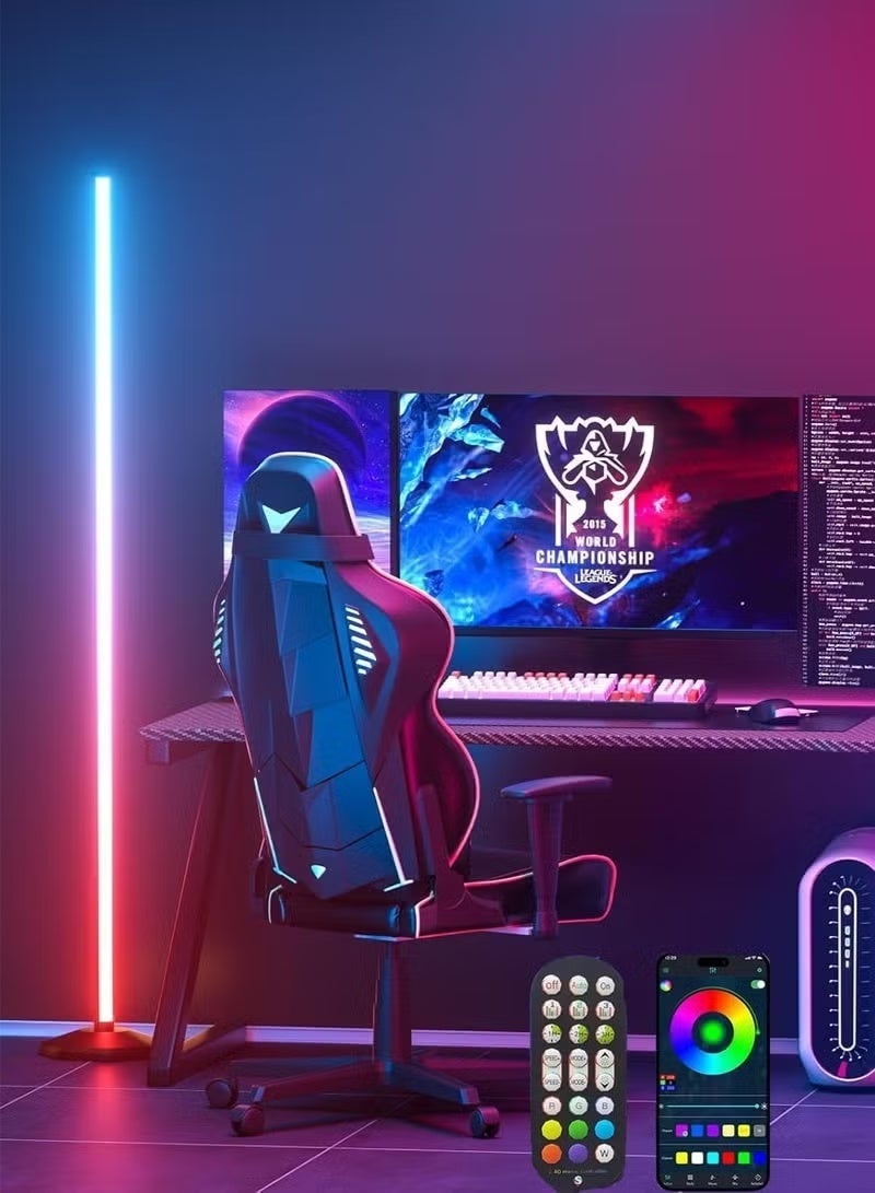 SENOROVA RGB Corner Floor Lamp for Gaming Room, LED Mood Light with APP & Remote Control, Music Sync Color Changing Standing Lamp, Dimmable Ambient Lighting for Bedroom & Living Room - Image 2