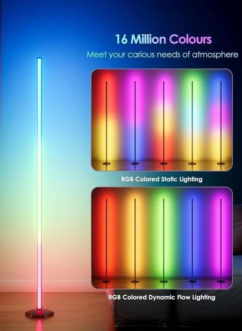 SENOROVA RGB Corner Floor Lamp for Gaming Room, LED Mood Light with APP & Remote Control, Music Sync Color Changing Standing Lamp, Dimmable Ambient Lighting for Bedroom & Living Room - Image 5