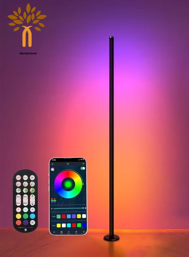 سينوروفا مصباح أرضي RGB للزوايا لغرف الألعاب - إضاءة LED متعددة الألوان مع تطبيق وتحكم عن بعد، مزامنة مع الموسيقى، إضاءة ديكور قابلة للتعتيم لغرفة النوم والمعيشة - Image 1