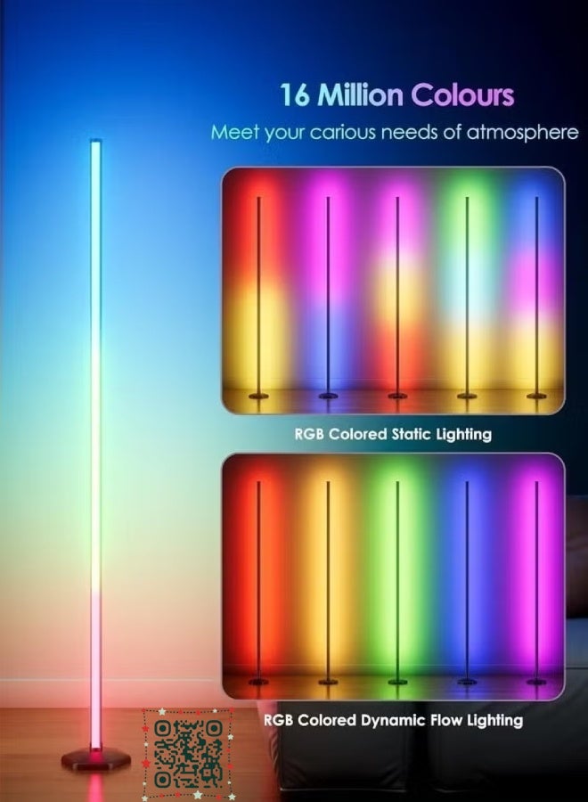 سينوروفا مصباح أرضي RGB للزوايا لغرف الألعاب - إضاءة LED متعددة الألوان مع تطبيق وتحكم عن بعد، مزامنة مع الموسيقى، إضاءة ديكور قابلة للتعتيم لغرفة النوم والمعيشة - Image 5
