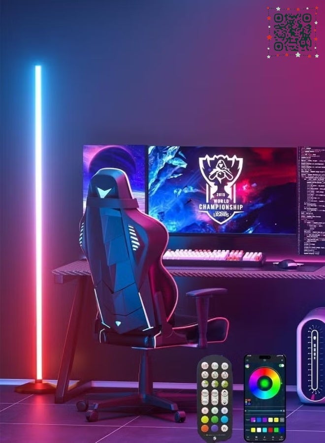 سينوروفا مصباح أرضي RGB للزوايا لغرف الألعاب - إضاءة LED متعددة الألوان مع تطبيق وتحكم عن بعد، مزامنة مع الموسيقى، إضاءة ديكور قابلة للتعتيم لغرفة النوم والمعيشة - Image 2