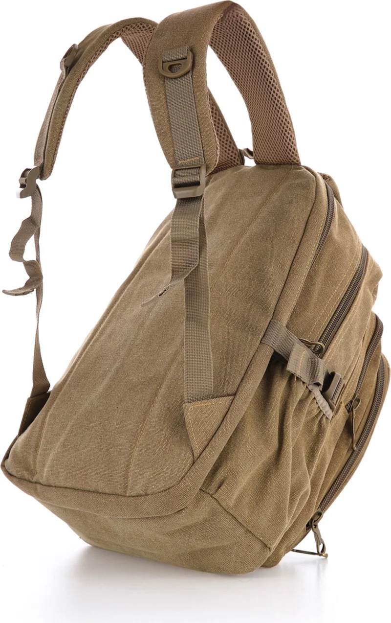 Kaff Ççs Beige CCS51413 Canvas Fabric Unisex Water Resistant Multi-Pocket Backpack