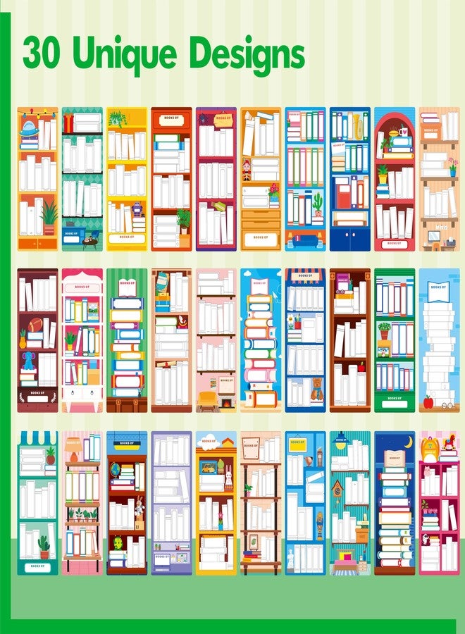 Gethelud 120 PCS Book Tracker Bookmarks, 30 Bookshelf Designs Double Sided Reading Page Markers Reading List Bookmarks for Kids, Adults, Students, Book Lovers All Ages (2.4” x 6.1”) - Image 3