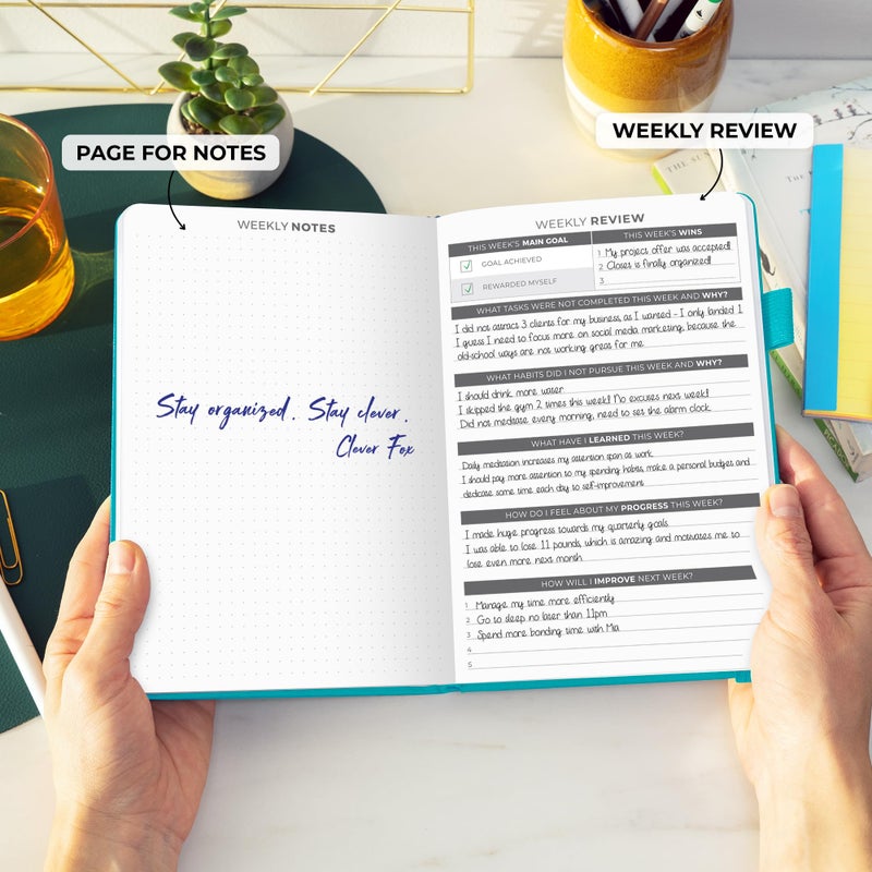 Clever Fox Daily Planner â€“ Undated Planning Notebook with Hourly Schedule & To-Do List â€“ Personal Day Task & Work Organizer, 6 Months (Turquoise) - Image 5