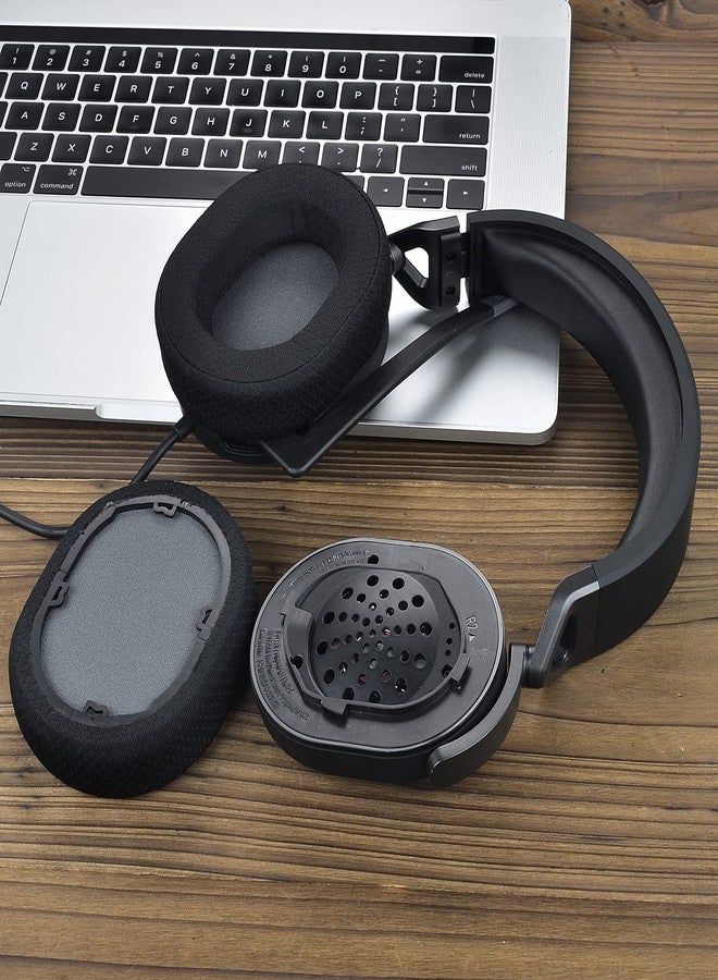 defean وسادات أذن HS65 HS55 - غطاء وسادات الأذن البديلة من ديفين متوافقة مع سماعة الألعاب المحيطية Corsair HS65 HS55، رغوة عازلة عالية الكثافة (قماش أسود قابل للتنفس) - Image 5
