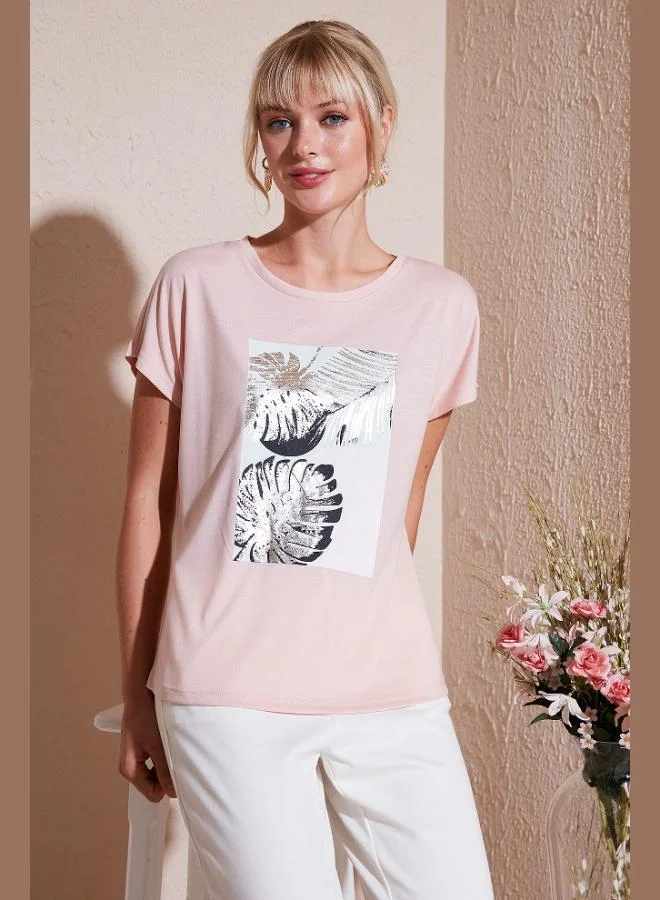 Lela Lela Printed Crew Neck Regular Fit T-Shirt Women's T-Shirt 6671004