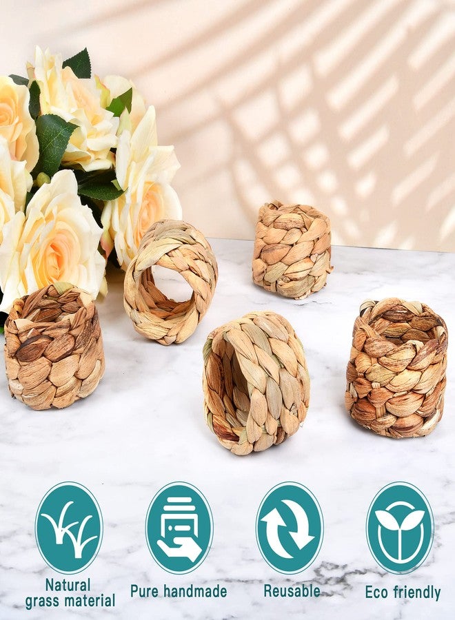 Worldity Napkin Rings Set of 8, Spring Napkin Rings, Rustic Handmade Woven Napkins Ring, Spring Table Decorations, Farmhouse Napkins for Easter, Holiday, Thanksgiving - Image 3