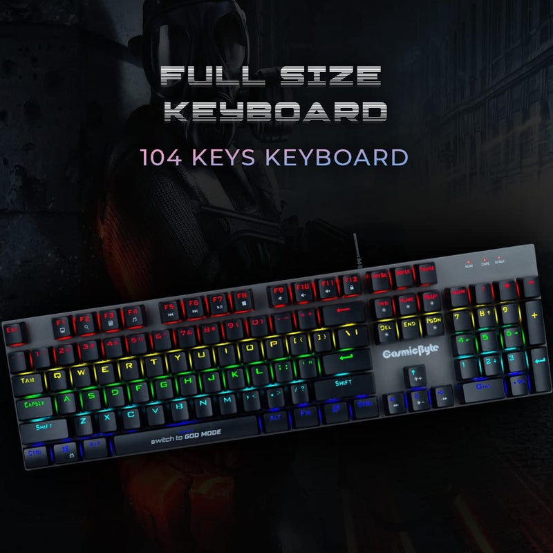 Cosmic Byte لوحة مفاتيح ميكانيكية CB-GK-27 فانث محدثة مع مفاتيح أوتيمو زرقاء قابلة للتبديل وإضاءة LED قوس قزح (أسود/رمادي) - Image 4