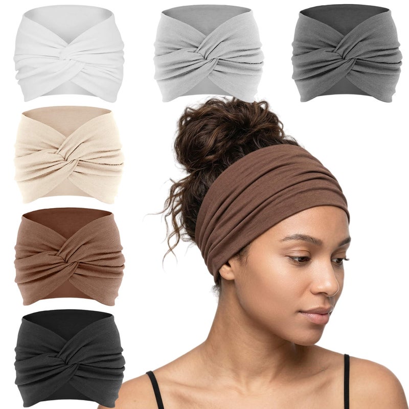 YONUF Wide Headbands For Women Extra Large Headband Twisted Knot Head Bands For Women's Hair Band Scarf Turban Accessories 6 Pack - Image 1