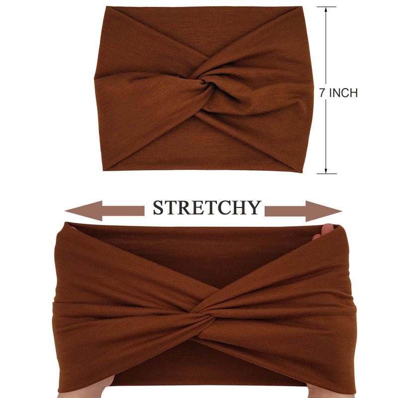 YONUF Wide Headbands For Women Extra Large Headband Twisted Knot Head Bands For Women's Hair Band Scarf Turban Accessories 6 Pack - Image 2