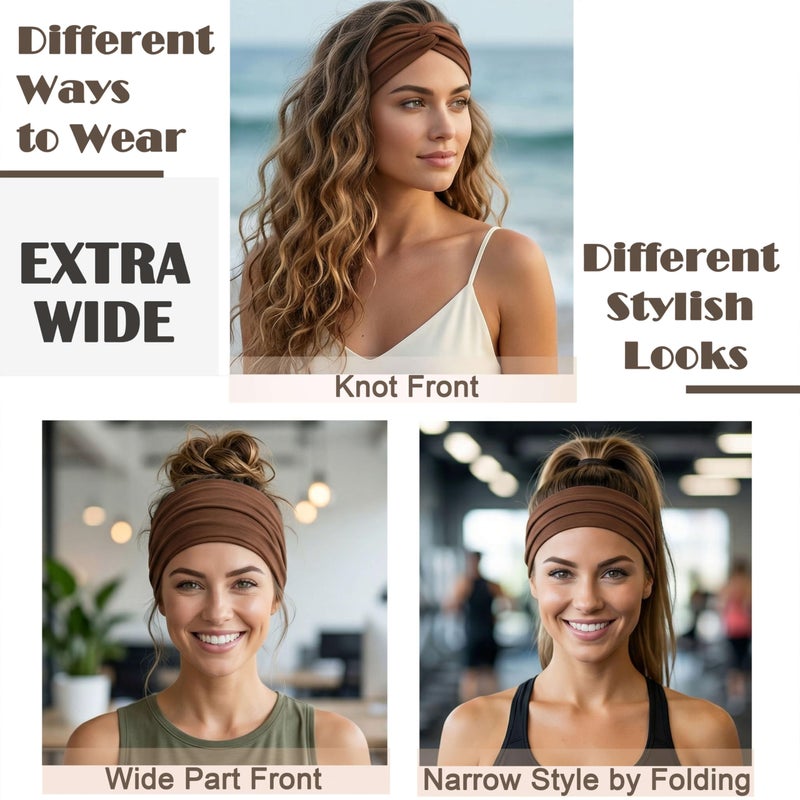YONUF Wide Headbands For Women Extra Large Headband Twisted Knot Head Bands For Women's Hair Band Scarf Turban Accessories 6 Pack - Image 3