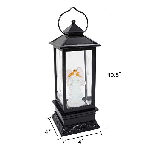 Wondise Lighted Angel Christmas Snow Globes Musical Lantern with Timer, USB Powered & Battery Operated Swirling Glitter Water Lantern (4 x 4 x 12 inch) - Image 2