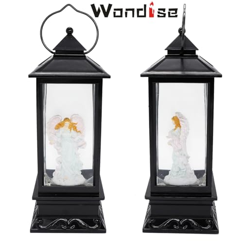 Wondise Lighted Angel Christmas Snow Globes Musical Lantern with Timer, USB Powered & Battery Operated Swirling Glitter Water Lantern (4 x 4 x 12 inch) - Image 4