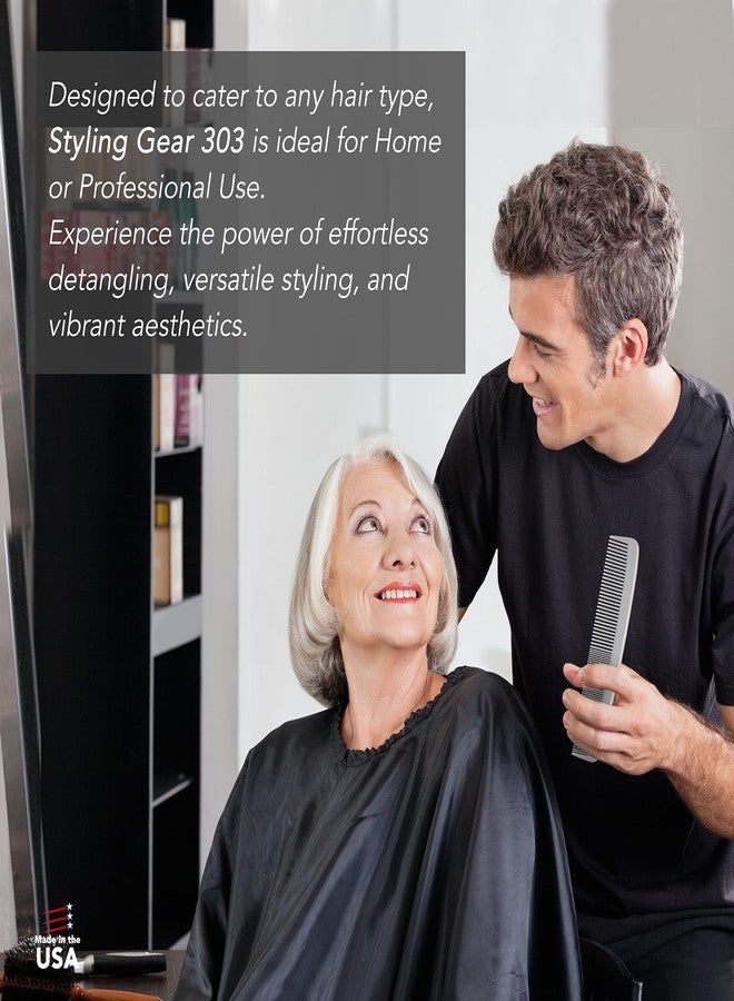 Styling Gear #303 Wide Tooth Comb Hair Detangling Comb Styling For Women, Men, Hair Stylists, Hair Comb, Wide Teeth Combs Fine Tooth Clipper Combs. 2 Piece (Gray) - Image 5