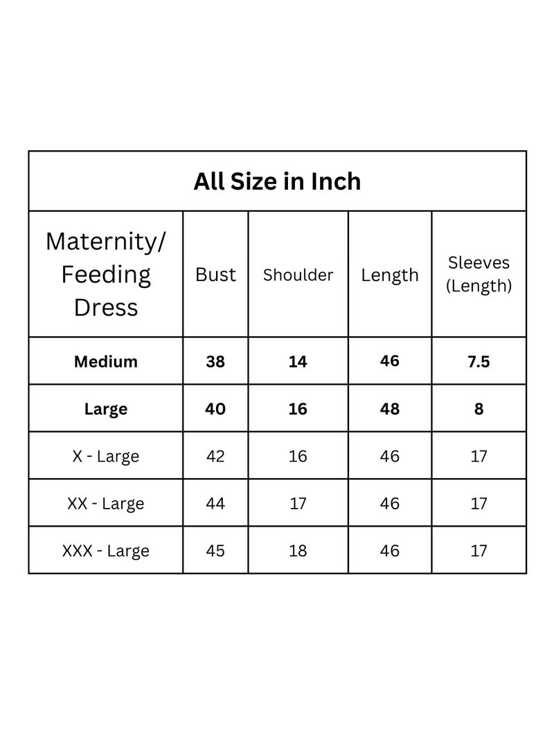 Maternity, Feeding Floral Print Dress, Round Neck, 3/4 Sleeves, Navy Blue, Cotton, Comfortable & Stylish - Image 5