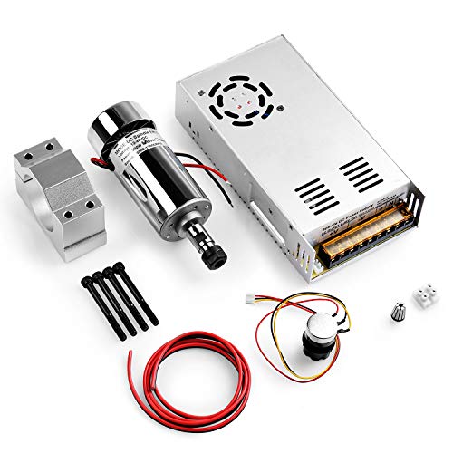 Genmitsu Air-Cooled 300W Brush DC Spindle Motor with 0-48V Output Adjustable Switching Power Supply, 52mm Clamp & ER11 Collet, Ideal for CNC Machining - Image 1