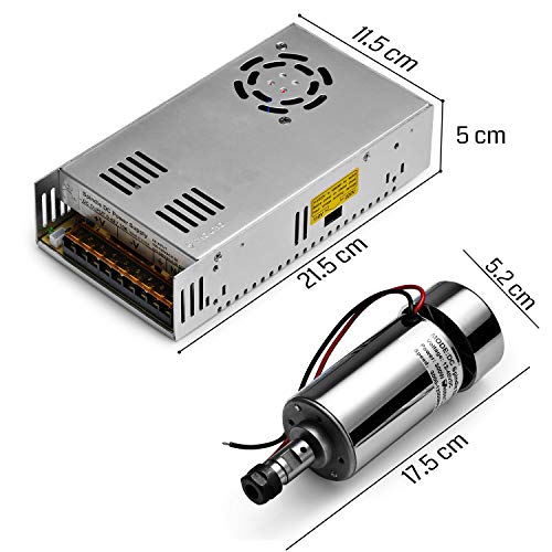 Genmitsu Air-Cooled 300W Brush DC Spindle Motor with 0-48V Output Adjustable Switching Power Supply, 52mm Clamp & ER11 Collet, Ideal for CNC Machining - Image 5
