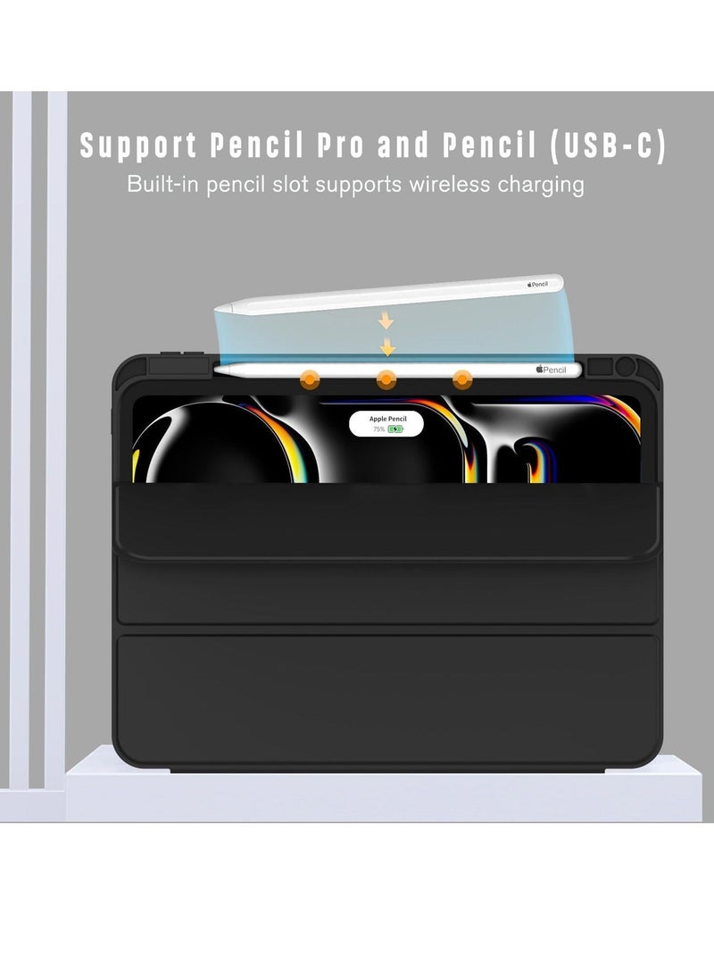 راكسوم حافظة iPad Pro 2024 مقاس 11 بوصة (M4، الجيل الخامس) - حافظة ذكية مع حامل قلم، ودعم Touch ID، ووظيفة التنشيط/السكون التلقائي (أسود) - Image 2