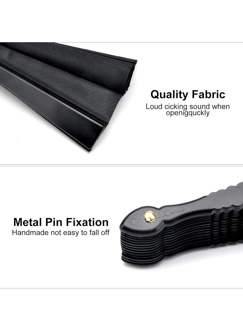 معرض الأعياد مروحة يد سوداء، مراوح يدوية قابلة للطي كبيرة الحجم للنساء، مروحة يدوية صينية، مروحة يابانية، مروحة مهرجانات زخرفية عتيقة مناسبة للديكور الأداء وحفلات الزفاف والرقص (مجموعة سوداء من قطعتين) - Image 4