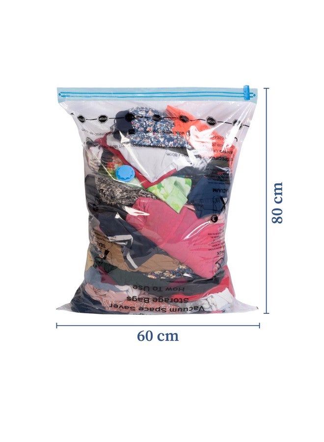 HomeStrap HomeStrap Vacuum Storage Bags with Pump Pack of 5 (Large)| Airtight and Reusable Space Saver Double Ziplock Compression Bags with Vacuum Pump|Creates 4x More Space for Clothes, Winterwear, Blankets - Image 2