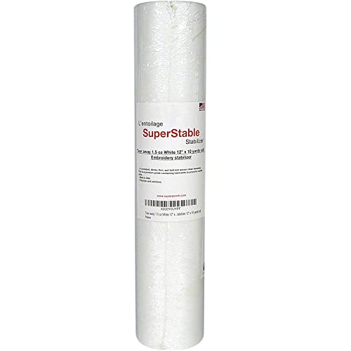Superpunch 1.5 oz White Tear Away Stabilizer for Embroidery - 12 inch x 10 Yard Roll, SuperStable Tear Away Machine Embroidery Stabilizer Backing, Polyester & Cellulose - Made in The USA - Image 1