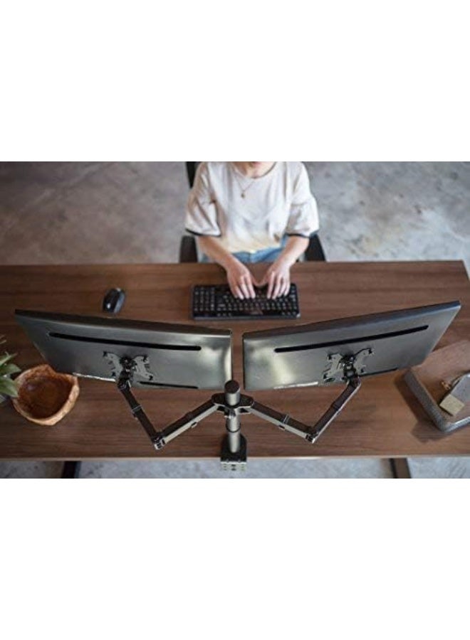 Dual adjustable monitor stand from 17 to 32 inches – two sturdy arms with 360-degree rotation and supports up to 9 kg - Image 1