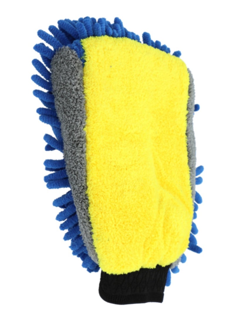 مافرا قفاز غسيل السيارة الفاخر ذو الوجهين باللونين الأزرق والأصفر - Image 4