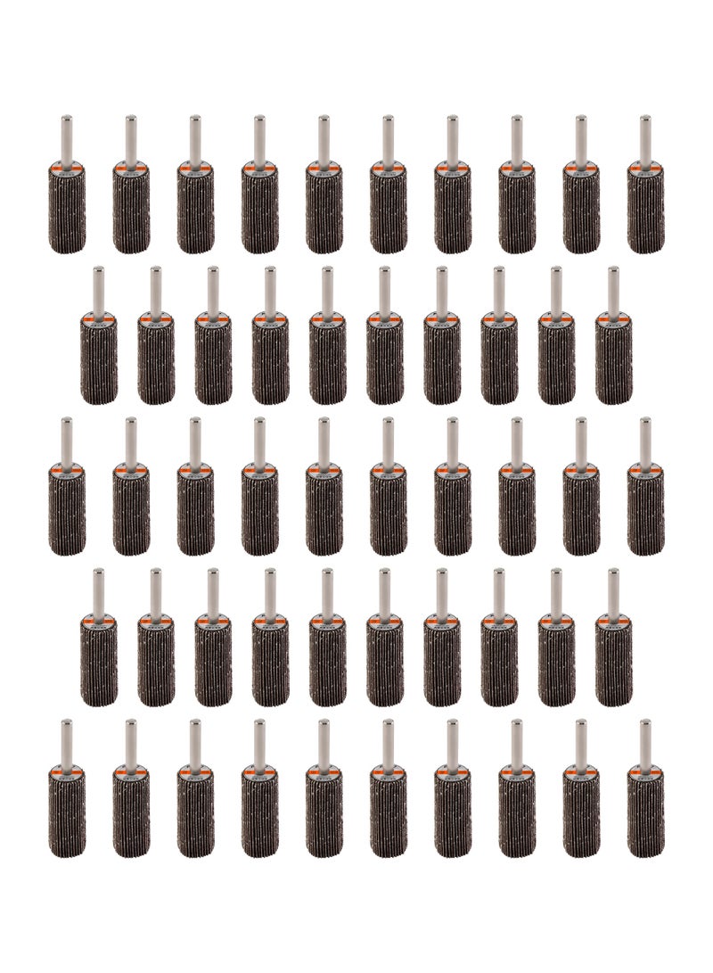 لوازم برو7 طقم صنفرة دريل مكون من 50 قطعة - 50x20 مم - نعومه 80 - ساق 6 مم (1/4 إنش) - عجلة صنفرة أسطوانية من أكسيد الألمنيوم للمعادن والخشب وإزالة الطلاء - Image 2