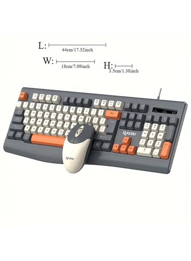 R903 Gray Wired Ergonomic Keyboard And Mouse Combo Optical Movement Detection PC Gaming Set - Image 2
