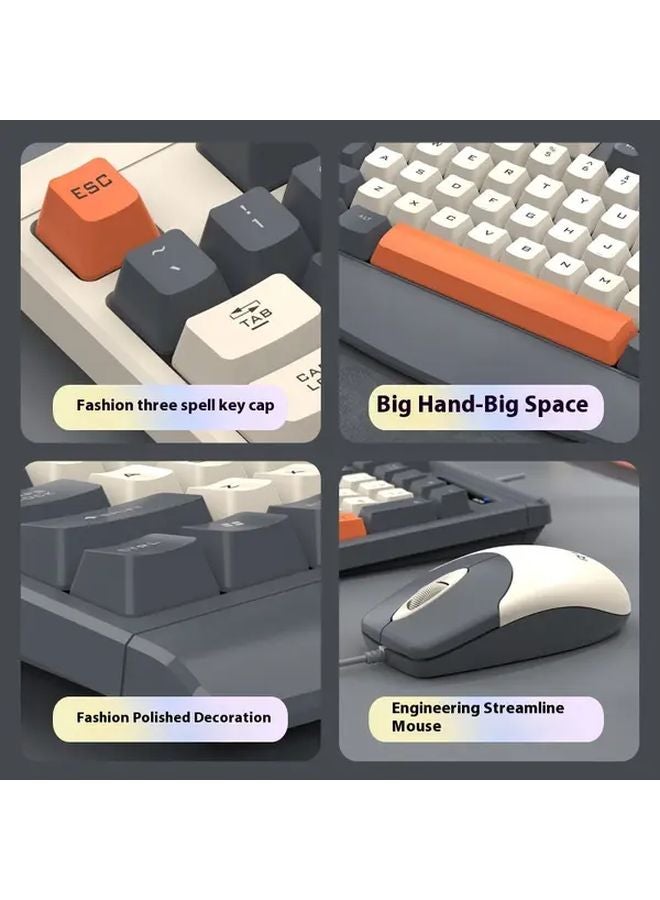 R903 Gray Wired Ergonomic Keyboard And Mouse Combo Optical Movement Detection PC Gaming Set - Image 5