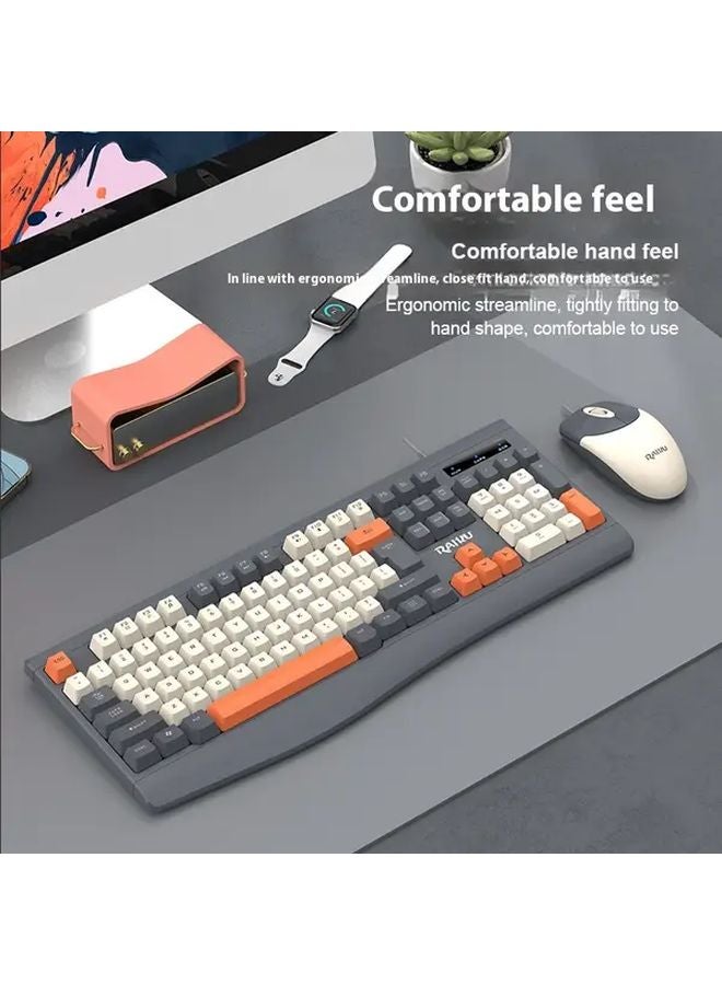 R903 Gray Wired Ergonomic Keyboard And Mouse Combo Optical Movement Detection PC Gaming Set - Image 4