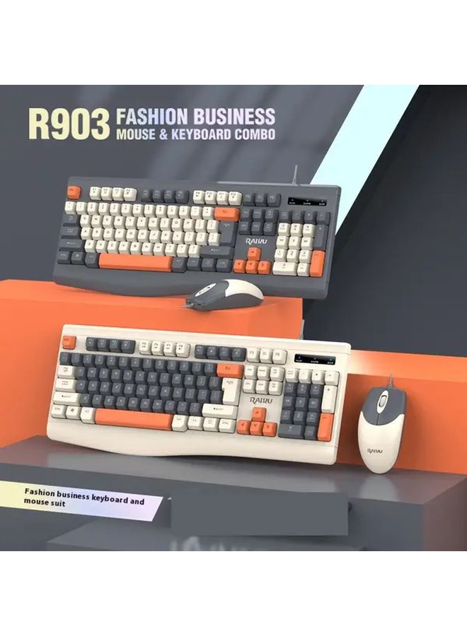 R903 Gray Wired Ergonomic Keyboard And Mouse Combo Optical Movement Detection PC Gaming Set - Image 3