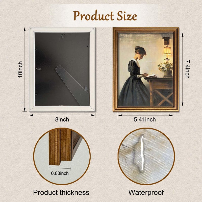 Yeechine Gold Framed Wall Art Room Decor Classical Oil Painting Canvas Print Vintage Wall Art for Living Room Bedroom Decor (Young Girl  8''x10'') - Image 2