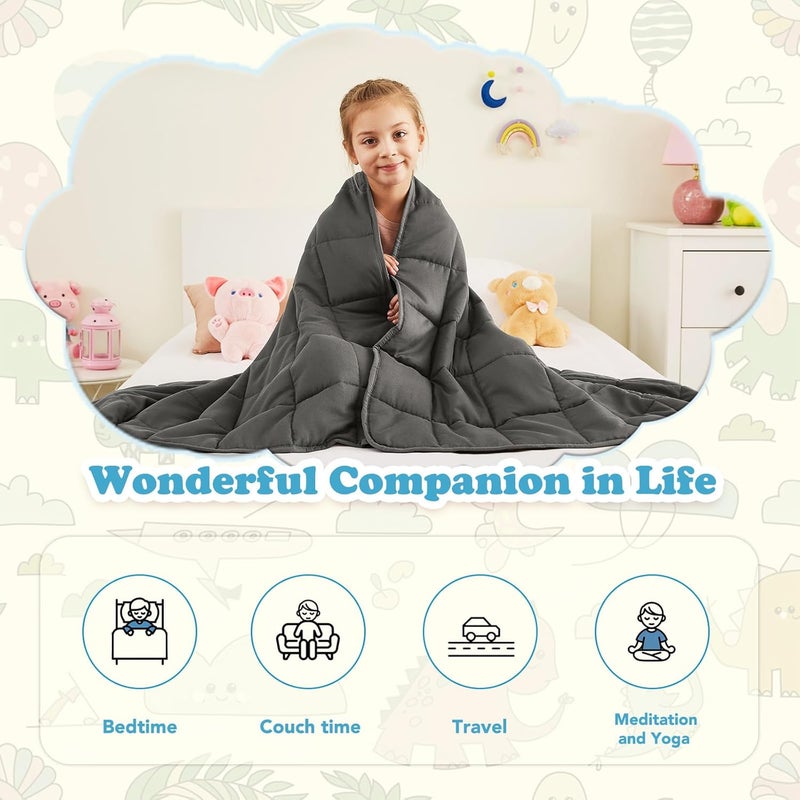 بطانية موزونة من CuteKing (3 أرطال، 36 × 48 بوصة، رمادي) بطانية ثقيلة لوزن 40-60 رطلاً، بطانية موزونة للتبريد والتدفئة بحبات زجاجية متميزة، بطانية سميكة ناعمة لجميع الفصول - Image 4