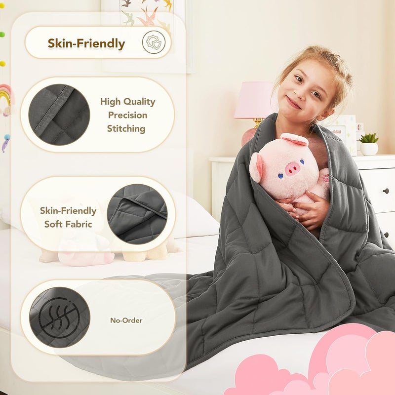 بطانية موزونة من CuteKing (3 أرطال، 36 × 48 بوصة، رمادي) بطانية ثقيلة لوزن 40-60 رطلاً، بطانية موزونة للتبريد والتدفئة بحبات زجاجية متميزة، بطانية سميكة ناعمة لجميع الفصول - Image 5