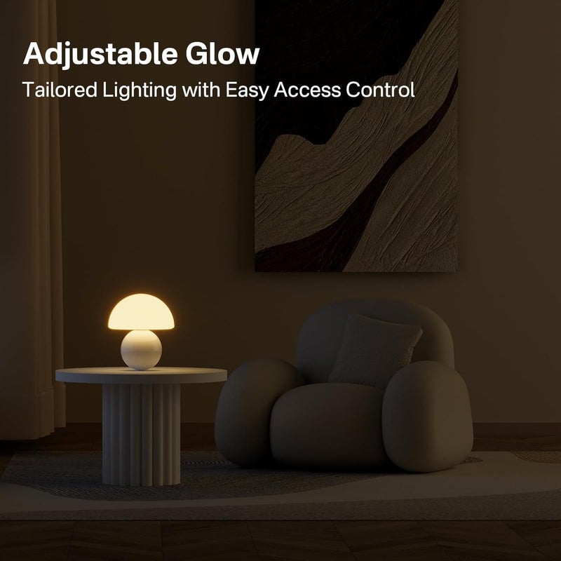 Dawnwake Mushroom Lamp Table Lamp for Bedroom,Desk Bedside Small Lamps for Living Room Night Stands,Mushroom Decor Cute Mini Modern Mid Century Lamps,Unique Aesthetic Home Living Room Decor(White) - Image 3